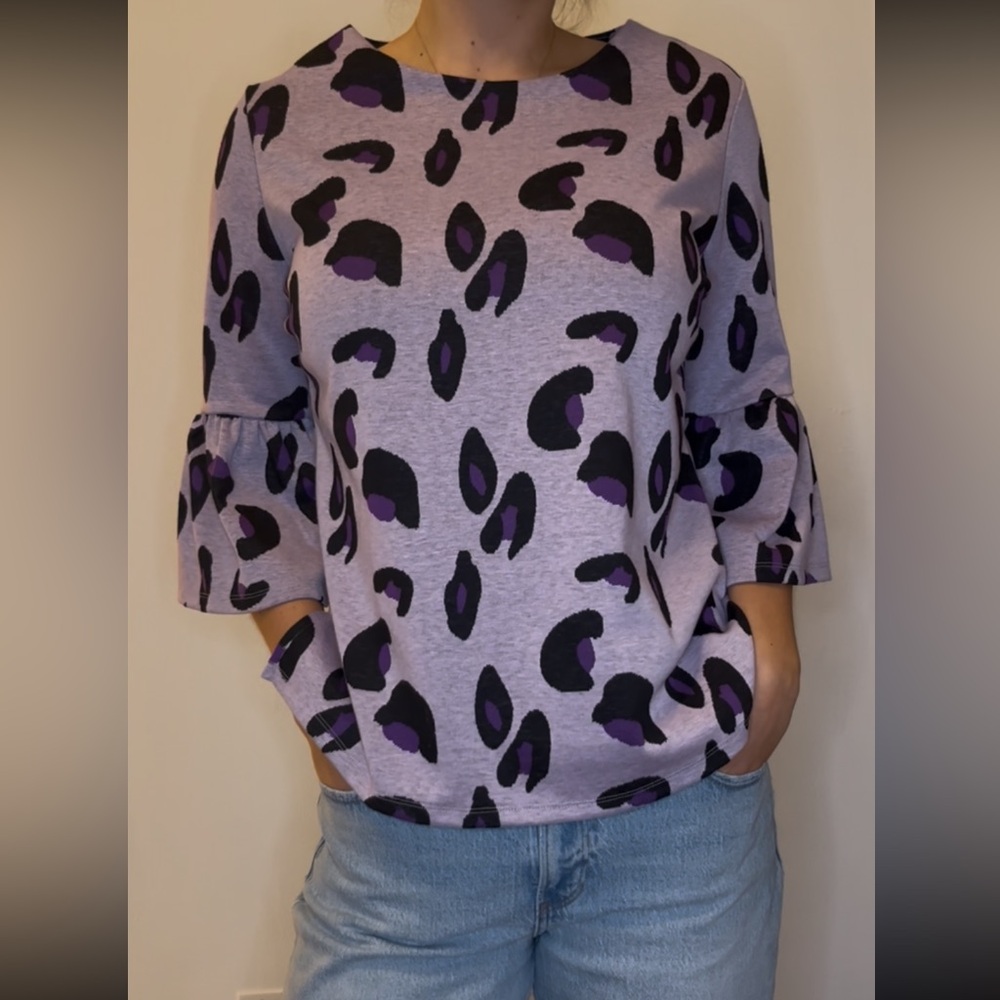 Tyler Boe Lavender and Black Leopard Print Blouse